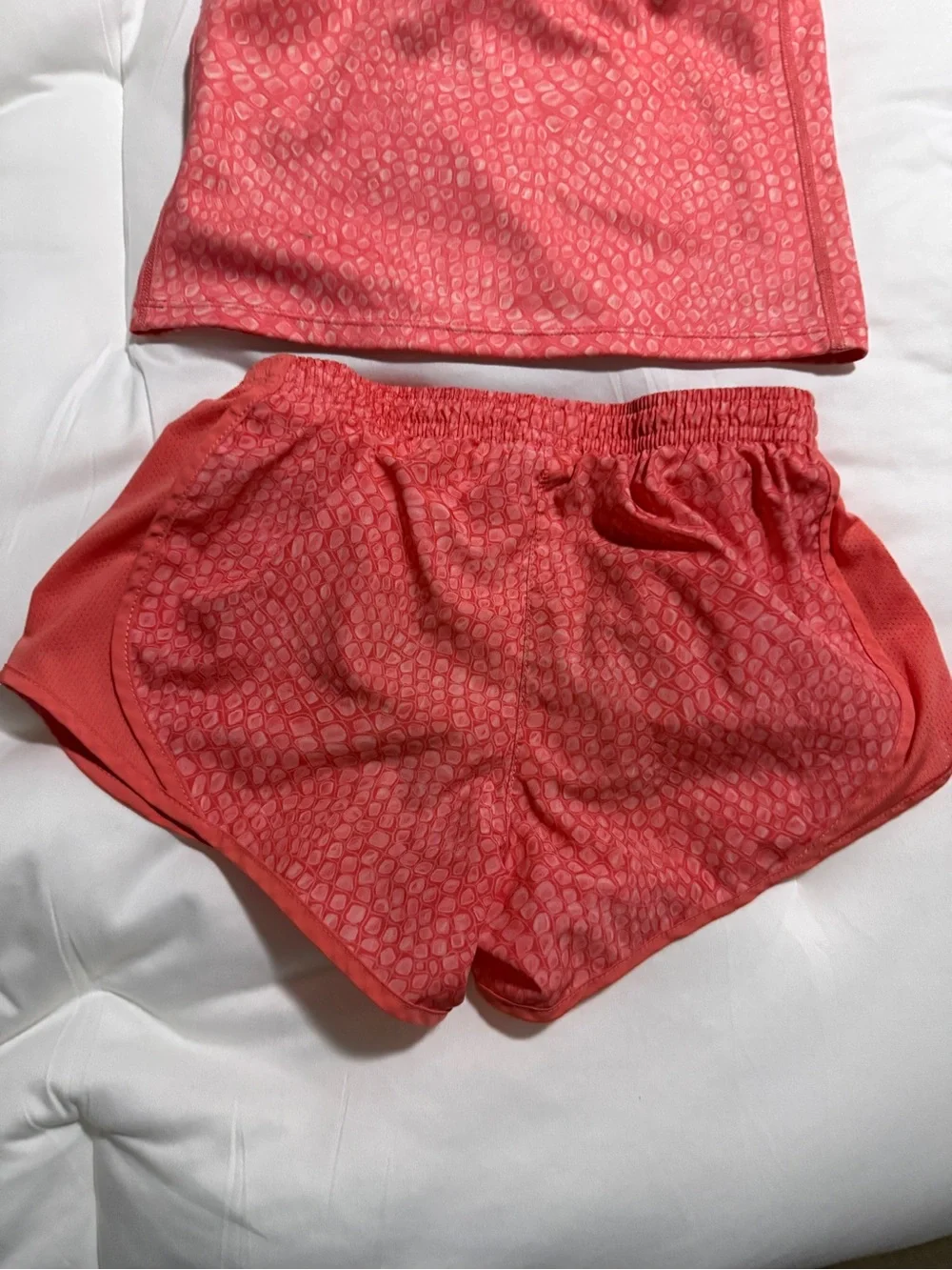 Nike Girls Pink Coral Athletic Tank and Shorts Set